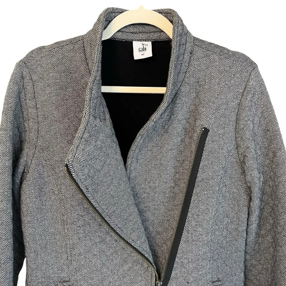 Cabi Herringbone Quilted Moto Jacket Black White Medium Classic Fall Minimalist - Picture 4 of 7